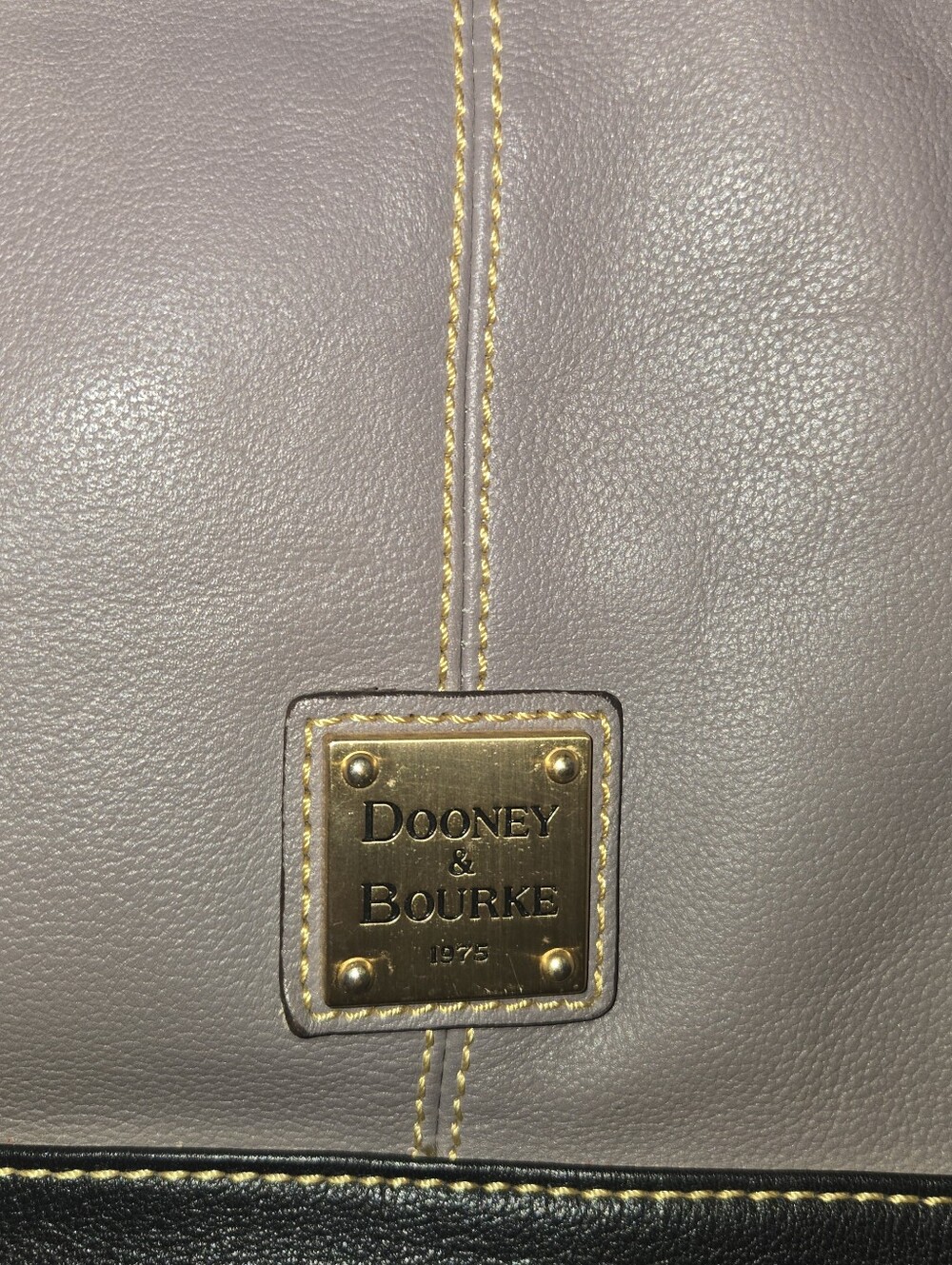 Dooney & Bourke Taupe and Black Leather Hobo Shoulder Bag - Picture 2 of 14